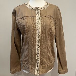 Chicos women’s tan jacket. Size 8-10